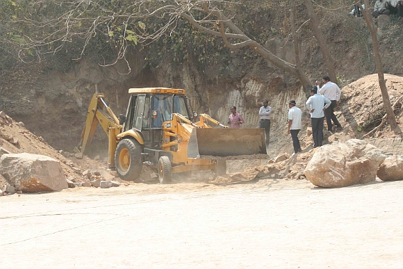 Archaeological department officials at the site