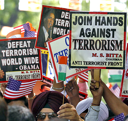 Members of the All India Anti-Terrorist Front in New Delhi.