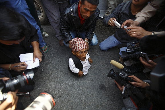 Dangi speaks to the media at Tribhuvan International Airport upon his arrival from Nepalgunj, in Kathmandu