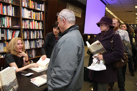Katherine Boo promotes her book, Beyond The Beautiful Forevers, at a Barnes & Noble bookshop in Manhattan