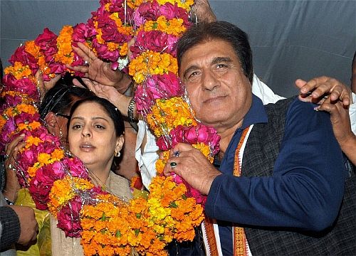 Nagma with Raj Babbar, another star Congress candidate