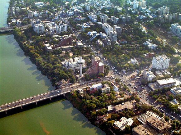 Aerial view of the city of Ahmedabad