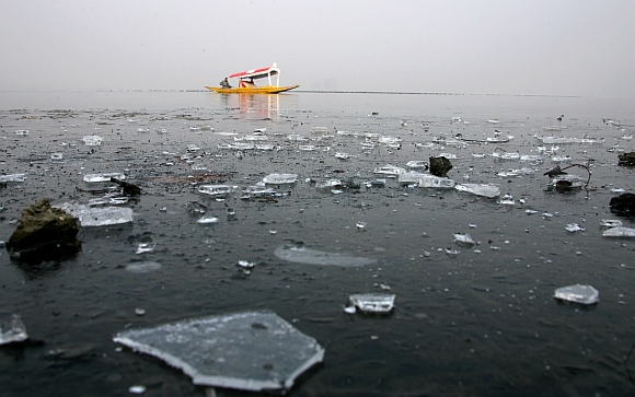 The frozen Dal lake