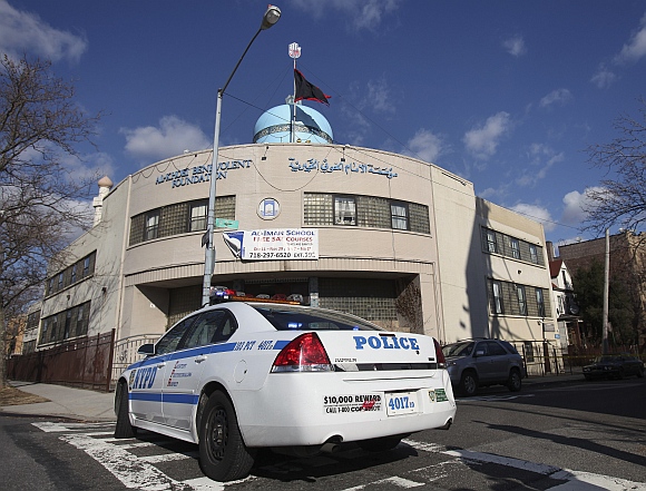 The Imam Al-Khoei Foundation, a Shiite organisation that was hit with a firebomb on Sunday night is seen in the Queens borough of New York
