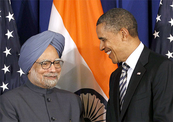 A file photograph of US President Barack Obama with Prime Minister Manmohan Singh