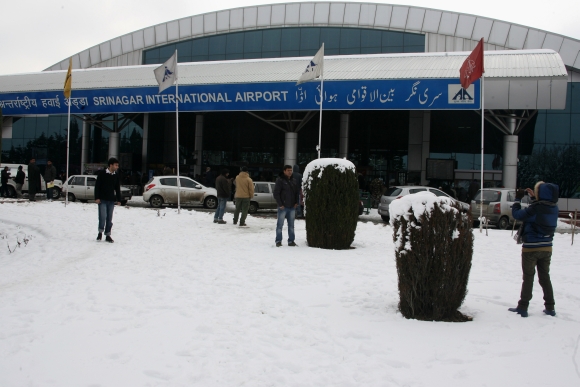 The Sringar airport was under snow