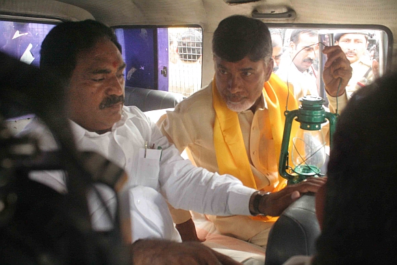 Telugu Desam Party president N Chandrababu Naidu with an MLA