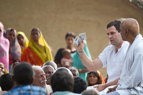 Rahul addressing a gathering in UP