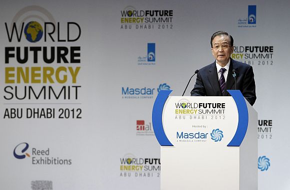 China's Premier Wen Jiabao speaks during the opening ceremony of the World Future Energy Summit in Abu Dhabi earlier this week