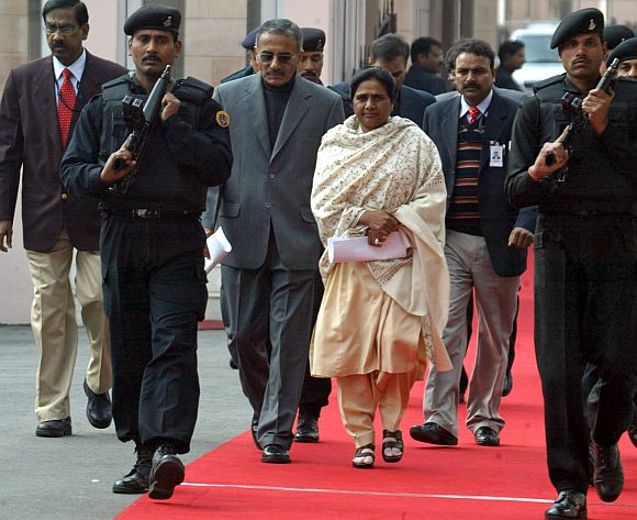 Mayawati arrives for a function in Lucknow