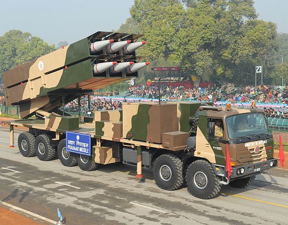 Prahaar missile passes through the Rajpath