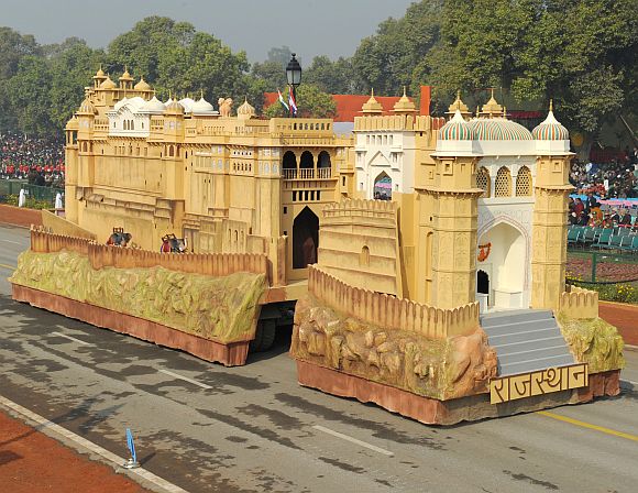 The tableau of Rajasthan passes through the Rajpath