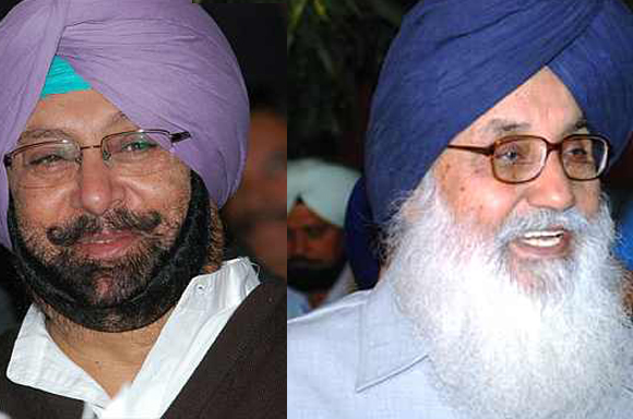 Punjab Congress Chief Captain Amarinder Singh (left) and Punjab Chief Minister Parkash Singh Badal