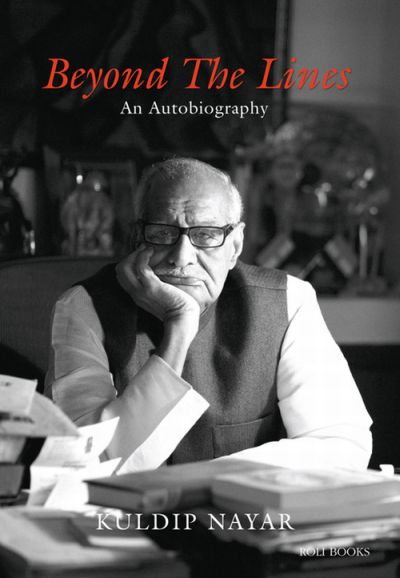 The cover of Kuldip Nayar's book 'Beyond the Lines: An Autobiography'