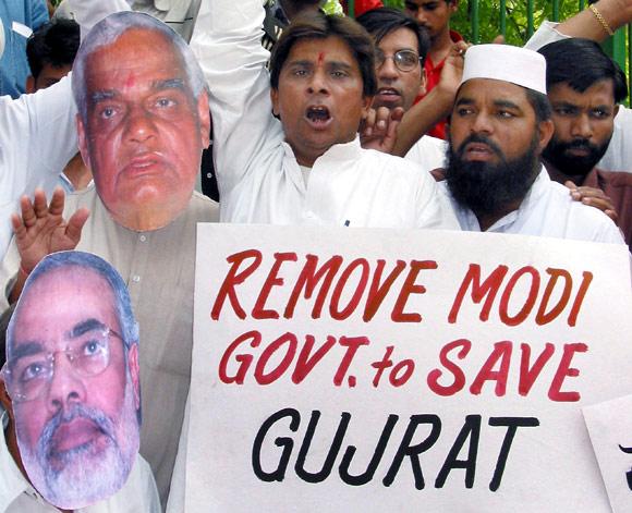 A protest rally in 2002 against Narendra Modi