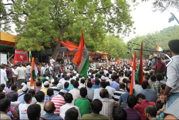 Protestors at Jantar Mantar in New Delhi