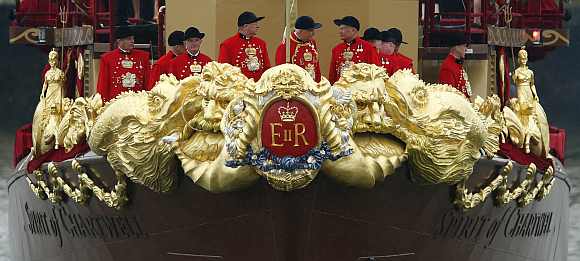 Detail on the front of the Spirit of Chartwell is seen during the Queens Diamond Jubilee Pageant on the River Thames