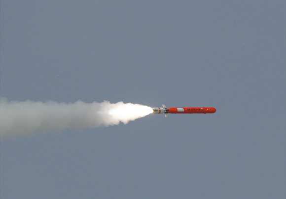 The Hatf-VII was launched from a multi-tube missile launch vehicle