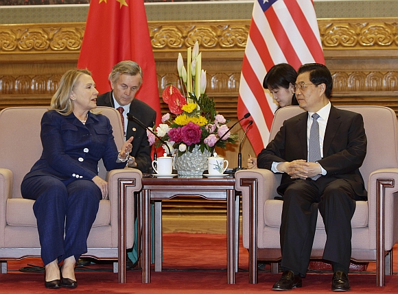 US Secretary of State Hillary Clinton talks to China