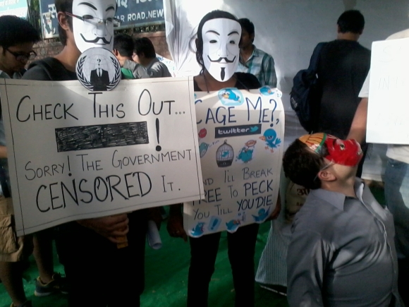 'Hacktivists' at Jantar Mantar, Delhi
