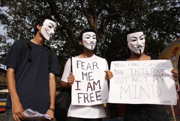 'Hacktivists' at Azad Maidan, Mumbai