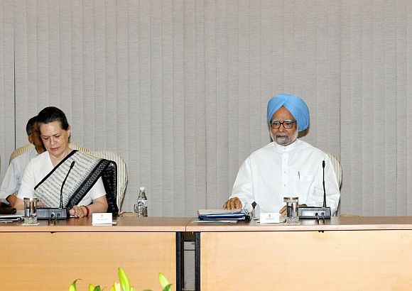 Congress chief Sonia Gandhi with Dr Singh
