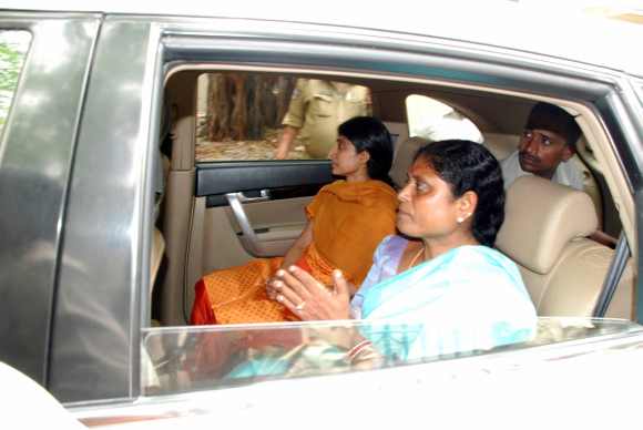 Jagan's wife Bharathi and mother Vijayamma leave the court premises