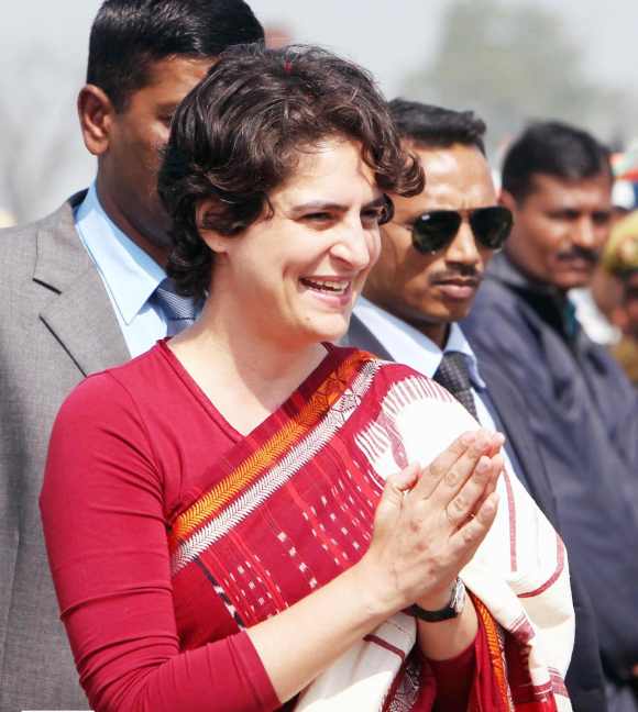 Priyanka Gandhi greets Congress workers in Uttar Pradesh