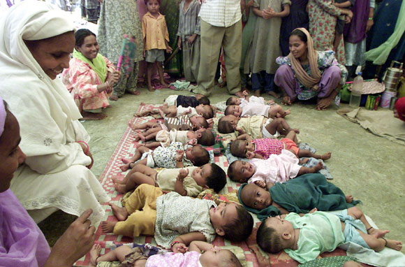 New-born babies at a relief camp