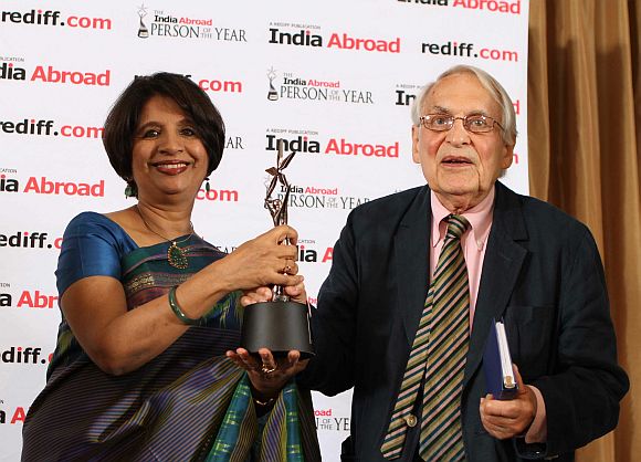 Indian Ambassador to United States Nirupama Rao with Professor Lloyd Rudolph