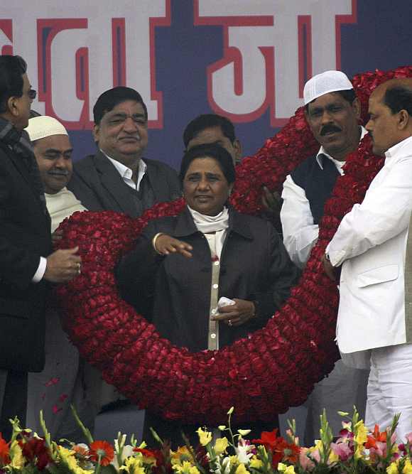 BSP leader and UP Chief Minister Mayawati during an election rally in Lucknow