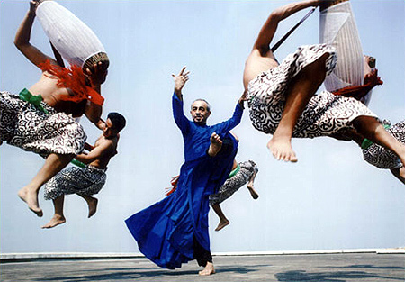 Padma Shri Astad Deboo, a noted Indian contemporary dancer, performs with the Pung Cholom dancers of Manipur