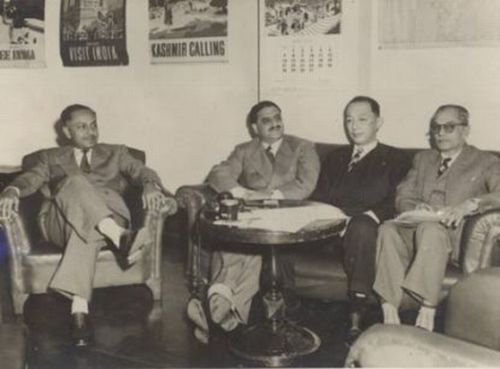 The above photograph shows (L-R) SN Maitra, Shah Nawaz Khan (Netaji's colleague from the INA), Keikichi Arai and Suresh Chandra Bose (Netaji's brother)