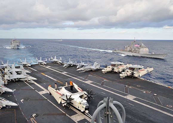 Ships from the Enterprise Carrier Strike Group are underway with the aircraft carrier USS Enterprise supporting maritime security operations and theater security cooperation efforts in the US 5th and 6th Fleet areas of responsibility