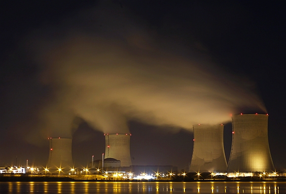 The Electricite de France nuclear power station of Cattenom near Thionville, Eastern France, is seen at night