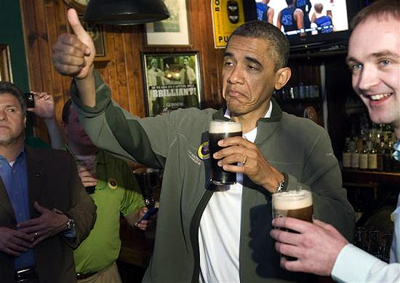 Obama's Guinness to smiling pig heads