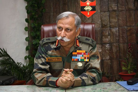 Lieutenant General K T Parnaik, then the Northern Army Commander, at his Udhampur, Jammu and Kashmir, headquarters. Photograph: Rajesh Karkera/Rediff.com