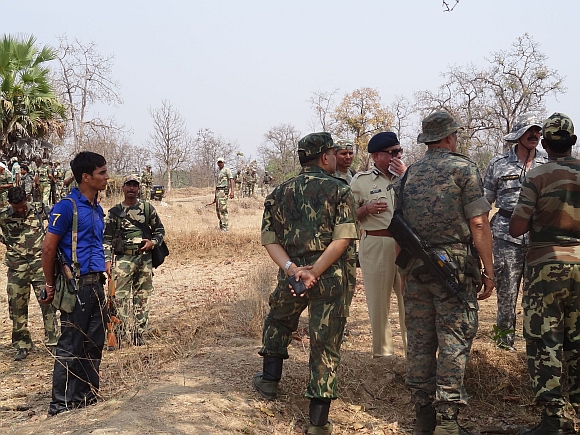 CRPF officials at the blast site