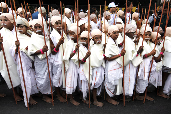 Largest gathering of people dressed as Mahatma Gandhi