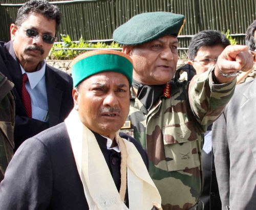 File photo shows Army Chief V K Singh with Defence Minister AK Antony