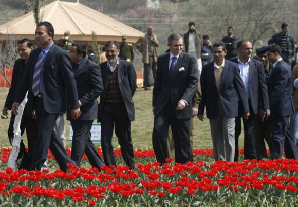 J&K Chief Minister Omar Abdullah at the Tulip garden