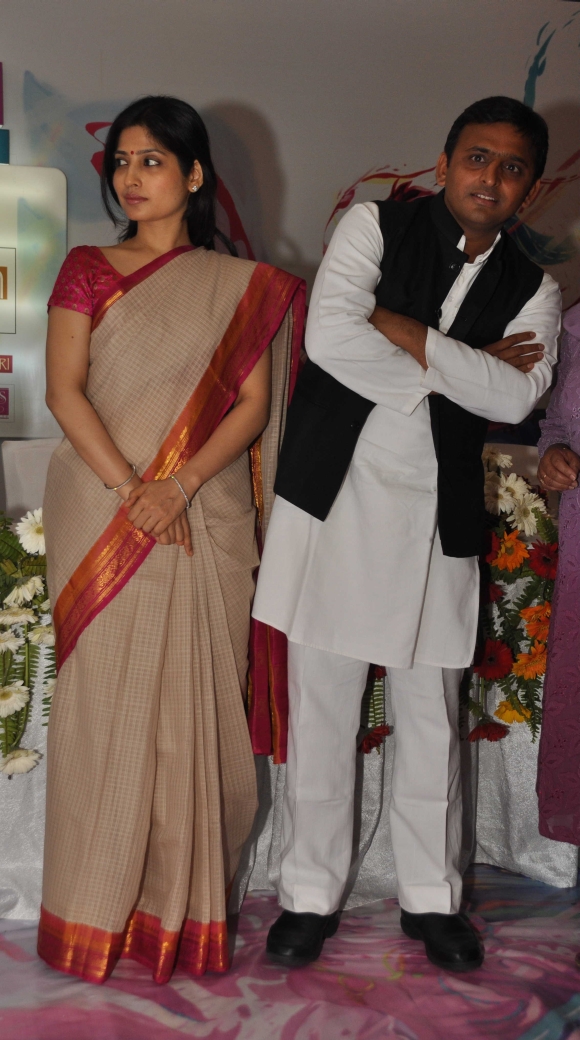 Dimple and Akhilesh Yadav at a social gathering