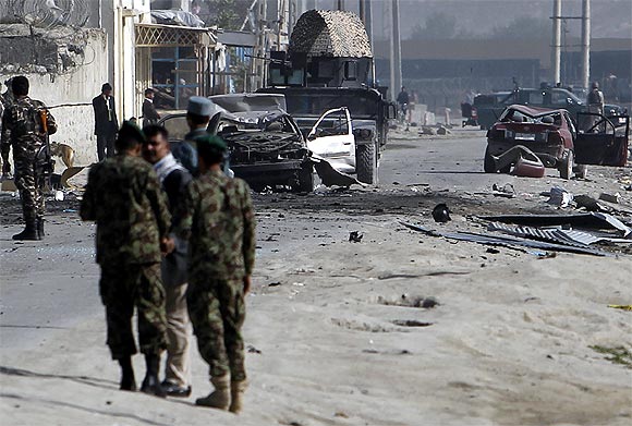 The site of a car bomb attack in Kabul