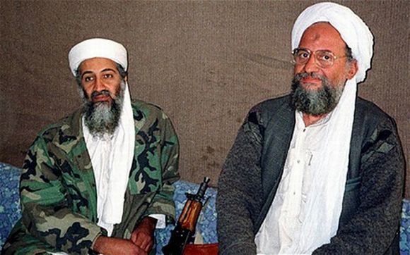 A file photo of Osama bin Laden with Zawahiri