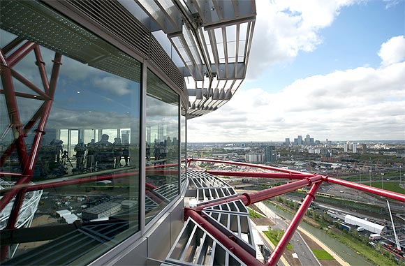The London skyline is seen from the top of the ArcelorMittal Orbit in the London 2012 Olympic Park in east London