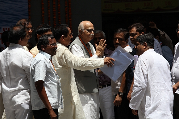 Senior BJP leader LK Advani arrives at the national executive