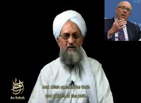 Video grab of Ayman al-Zawahiri, Al Qaeda's new chief. (Inset) Bruce Riedel