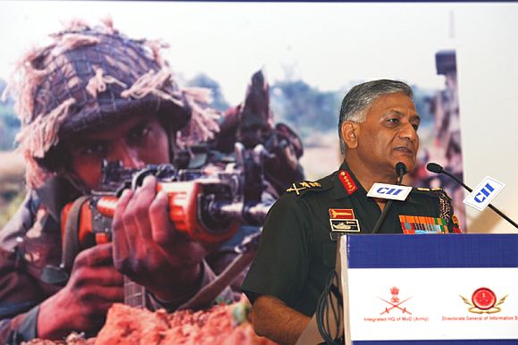 Gen Singh addressing the inaugural session of the two-day International Seminar on 'Battlefield Management System', in New Delhi on September 21, 2010