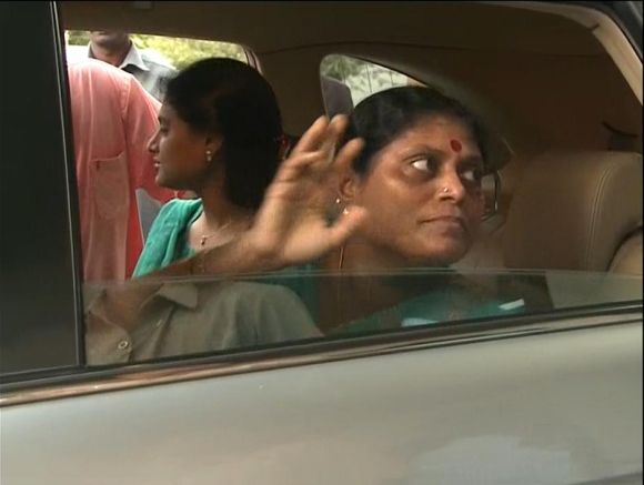 Video grab shows YSR Congress chief Jaganmohan Reddy's mother Vijayamma leaving for her campaign trail on Wednesday
