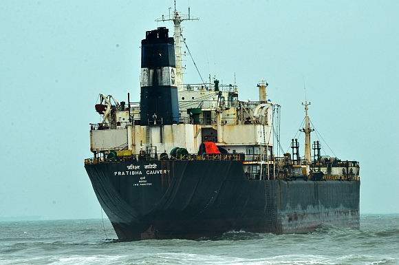 The stranded ship Prathibha Cauvery